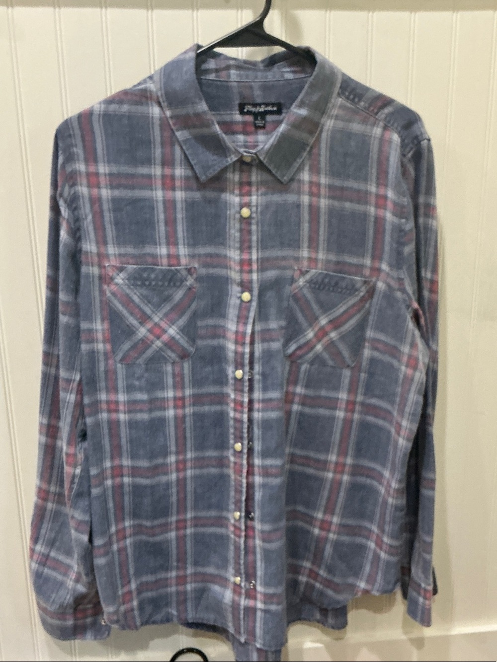 Flag & Anthem soft Blue and Red Plaid Button-Down flannel Shirt